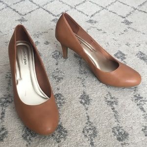 Tan Faux Leather Pumps by Pedictions